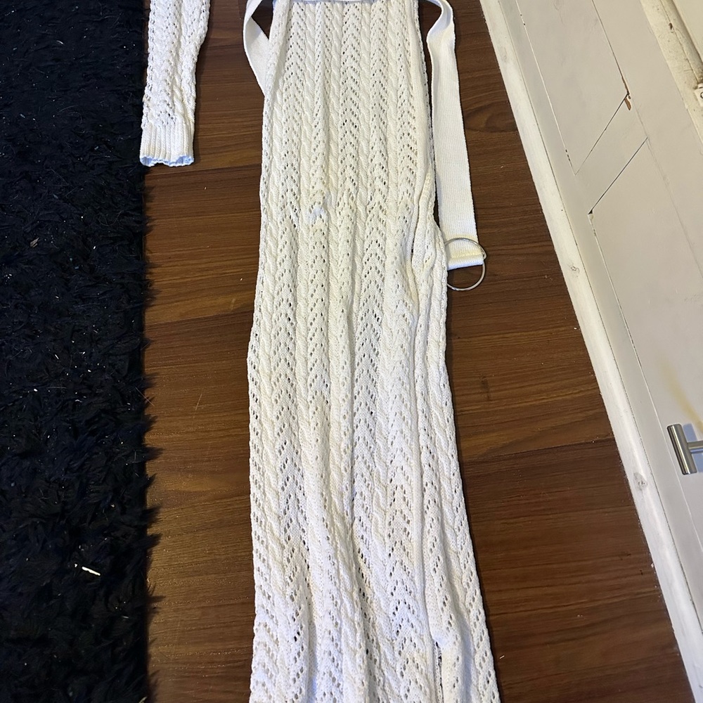 White Long Maxi Crochet Dress Size M - Picture 3 of 4